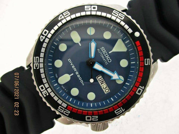 03' SEIKO 7S26 0020 SKX007 MENS BLUE RALLYE DAY DATE 302130 EU SHIP SRVCD WATCH