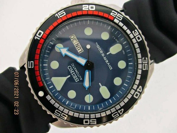 03' SEIKO 7S26 0020 SKX007 MENS BLUE RALLYE DAY DATE 302130 EU SHIP SRVCD WATCH