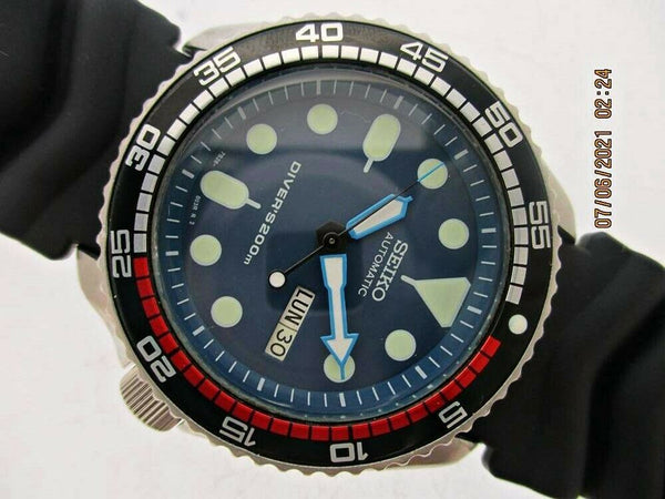 03' SEIKO 7S26 0020 SKX007 MENS BLUE RALLYE DAY DATE 302130 EU SHIP SRVCD WATCH