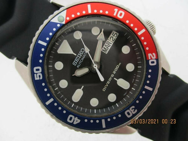 PROJECT TO FIX SEIKO 7S26 0030 AUTO MIDSIZED PEPSI DAY DATE 981858 EU SHIP WATCH